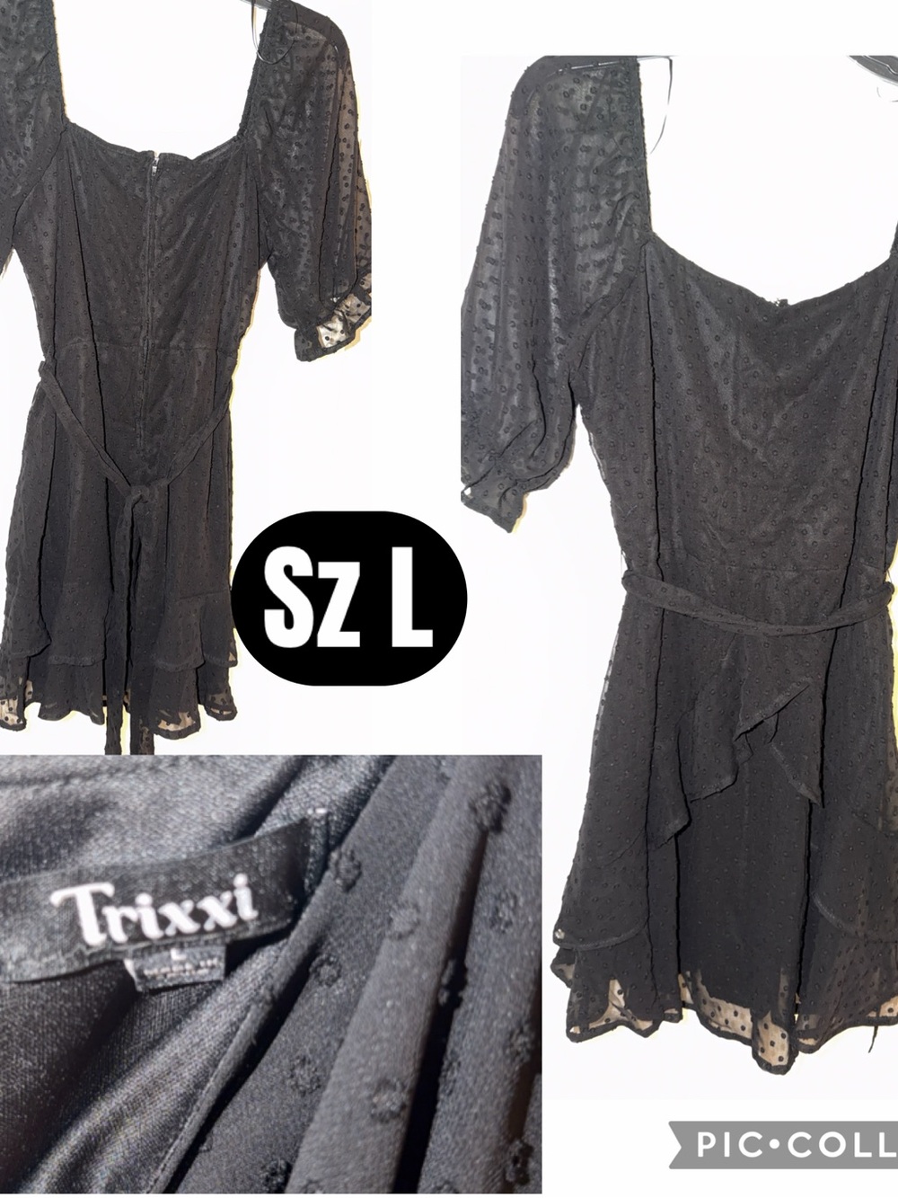 Trixxi Black Swiss Dot Mini Dress
